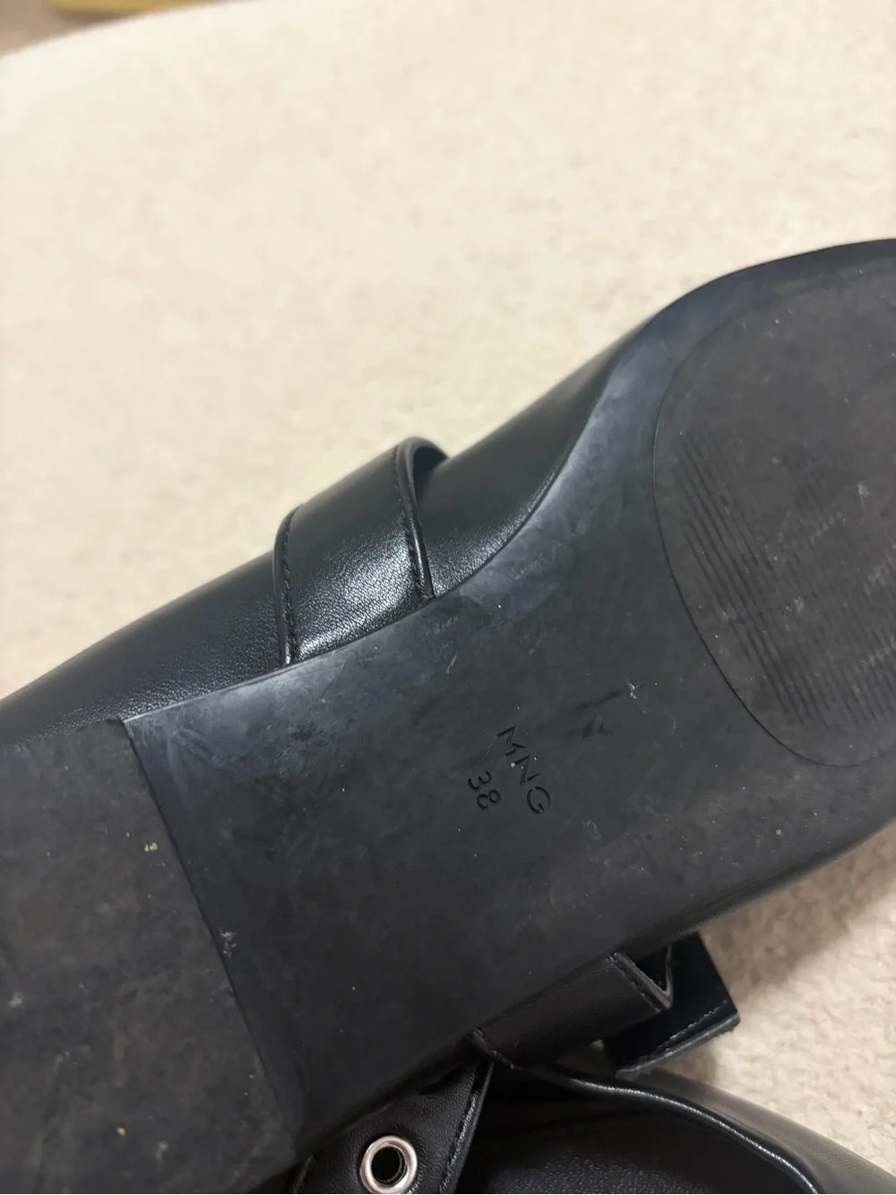 Mango Black Mary Jane Flats with Grommet Strap
